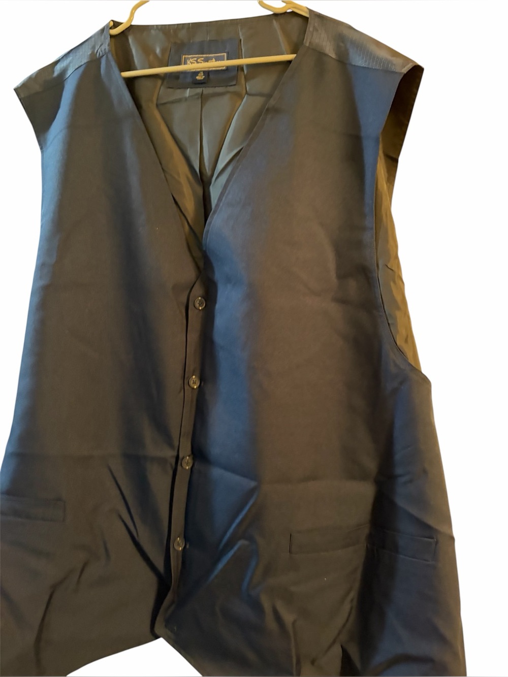KS Selection Black Men's Vest Button Front